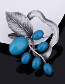 Fashion Blue Leaf Shape Decorated Brooch