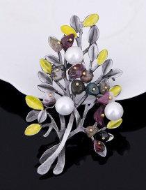 Fashion White Tree Shape Decorated Brooch