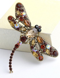 Fashion Coffee Dragonfly Shape Decorated Brooch