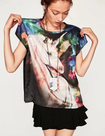 Trendy Multi-color Horse Pattern Decorated Short Sleeves T-shirt