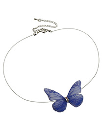 Fashion Sapphire Blue Butterfly Decorated Simple Choker