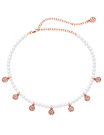 Fashion White Round Shape Pendant Decorated Necklace