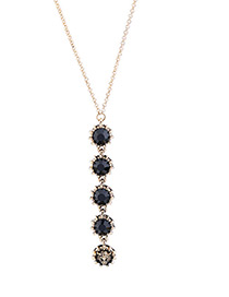 Elegant Black Tiger Head&diamond Decorated Necklace