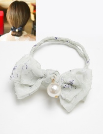 Fashion Light Green Bowknot&pearls Decorated Hair Band