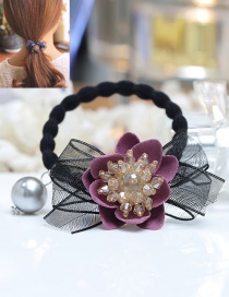 Fashion Purple Bowknot&flower Decorated Hair Band