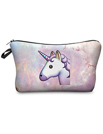 Lovely Light Purple Unicorn Pattern Decorated Cosmetic Bag