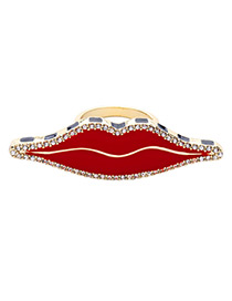 Elegant Red Lip Shape Decorated Simple Ring