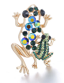 Fashion Green Frogs Shape Decorated Hollow Out Brooch