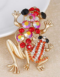 Fashion Red Frogs Shape Decorated Hollow Out Brooch