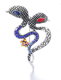 Personalized Blue Snake Shape Decorated Simple Brooch