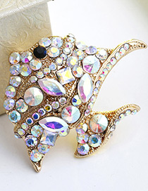 Trendy Multi-color Fish Shape Decorated Simple Brooch