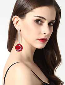 Fashion Red Golf Shape Decorated Long Earrings