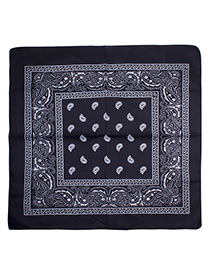 Bohemia Black Color-matching Decorated Tassel Sqaure Scarf