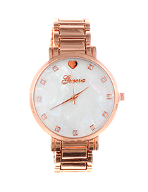 Fashion Rose Gold Round Dial Design Pure Color Watch