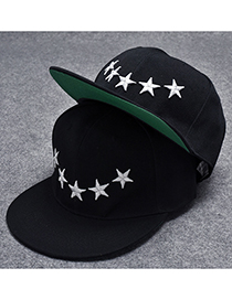 Trendy Black Stars Pattern Decorated Hip-hop Cap(adjustable)