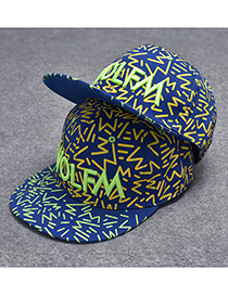 Trendy Blue Letter Pattern Decorated Hip-hop Cap(adjustable)