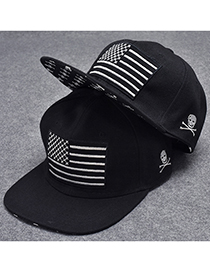 Trendy Black Flag Pattern Decorated Hip-hop Cap(adjustable)