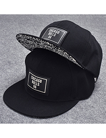 Trendy Black Letter Bull Pattern Decorated Hip-hop Cap(adjustable)