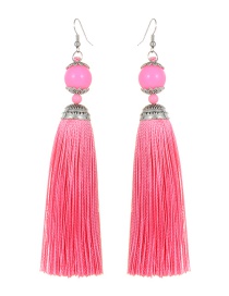 Fashion Pink Tassel Decorated Pure Color Earrings
