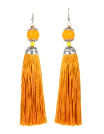 Fashion Orange Tassel Decorated Pure Color Earrings
