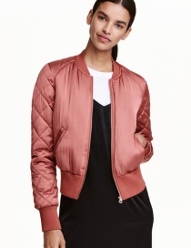 Fashion Dark Pink Pure Color Decorated Jacket