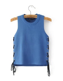 Fashion Blue Cross Decorated Short Vest