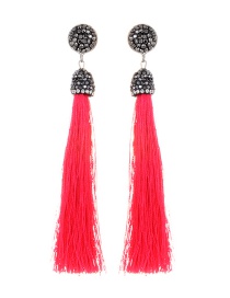 Bohemia Plum-red Long Tassel Decorated Earrings
