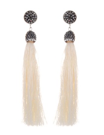 Bohemia Beige Long Tassel Decorated Earrings