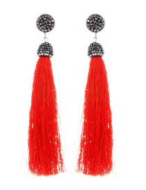 Bohemia Red Long Tassel Decorated Earrings