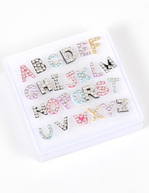 Fashion Multi-color Diamond Decorated Letter Earrings (26pcs)