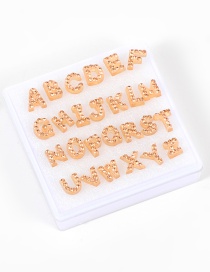 Fashion Champagne Diamond Decorated Letter Earrings (26pcs)