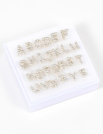 Fashion White Diamond Decorated Letter Earrings (26pcs)