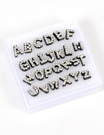Fashion Black Diamond Decorated Letter Earrings (26pcs)