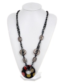 Fashion Black Dot Decorated Long Chain Necklace