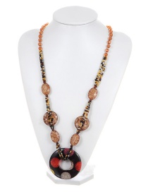 Fashion Champagne Dot Decorated Long Chain Necklace