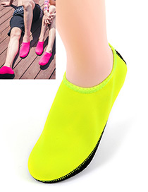 Fashion Fluorescent Green Pure Color Decorated Beach Socks