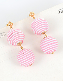 Fashion Pink+white Color-matching Decorated Round Earrings