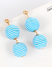 Fashoin Blue+white Color-matching Decorated Round Earrings