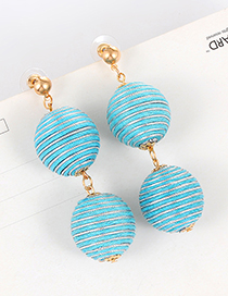 Fashoin Blue+silver Color Color-matching Decorated Round Earrings