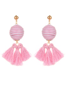 Vintage Pink Tassel Decorated Round Earrings
