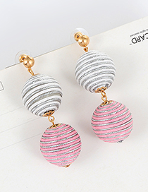 Fashion Pink+silver Color Color-matching Decorated Round Earrings