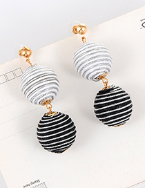 Fashoin Black +silver Color Color-matching Decorated Round Earrings
