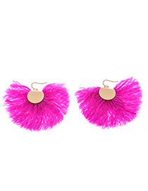 Exaggerated Plum-red Pure Color Decorated Earrings