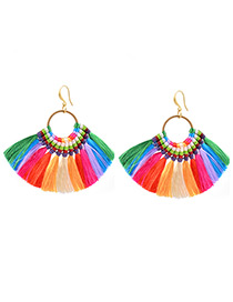 Bohemia Milti-color Color-matching Decorated Tassel Earrings