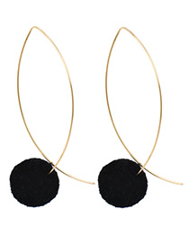 Lovely Black Fuzzy Ball Decorated Pom Earrings
