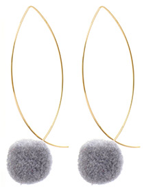 Lovely Gray Fuzzy Ball Decorated Pom Earrings