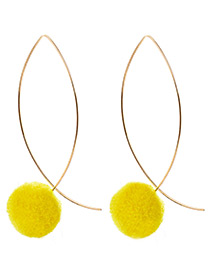 Lovely Yellow Fuzzy Ball Decorated Pom Earrings
