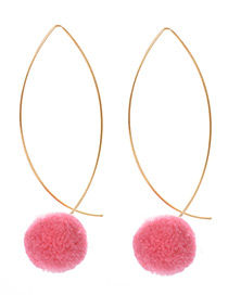 Lovely Pink Fuzzy Ball Decorated Pom Earrings