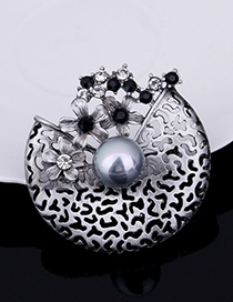 Elegant Gray Hollow Out Decorated Brooch