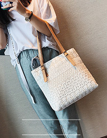 Fashion White Square Shape Decorated Bag